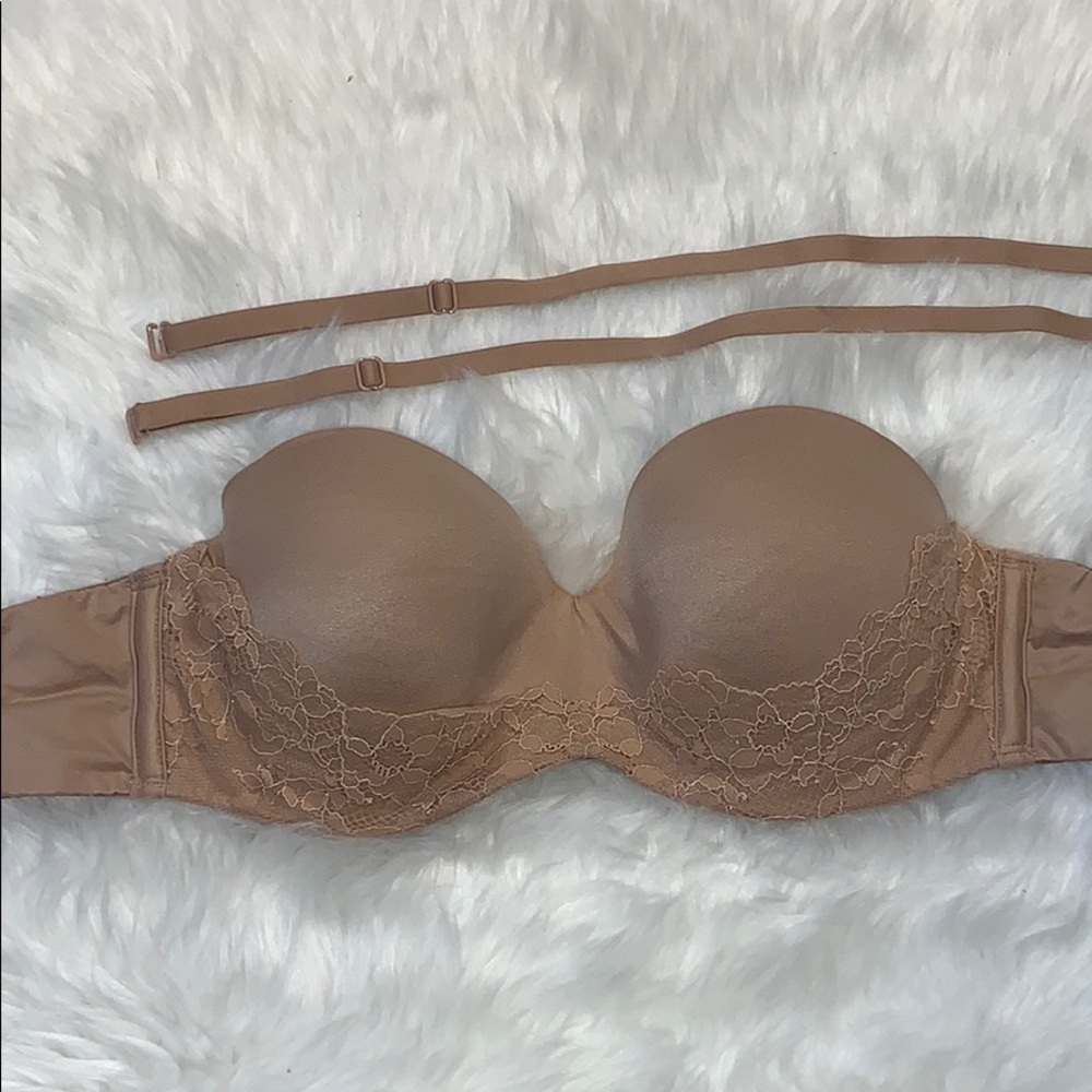 Beige strapless bra